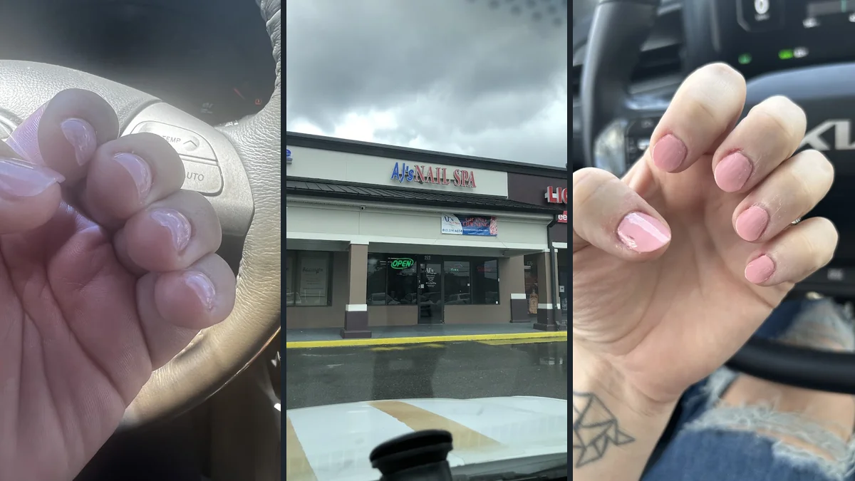 Nail salon interior with manicure stations